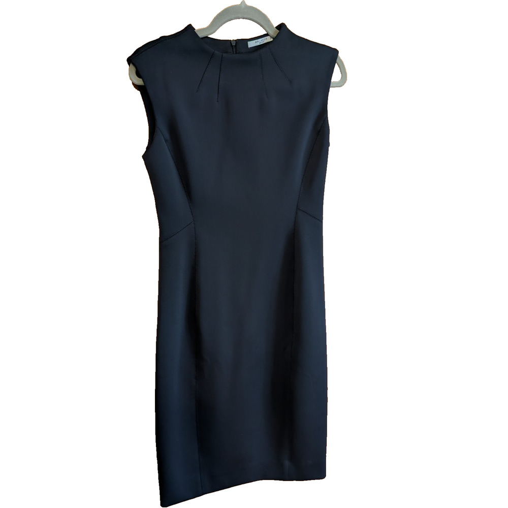 MM.LaFleur Etsuko Dress Black Sleeveless Sheath Pleated Neckline Size‎ 2